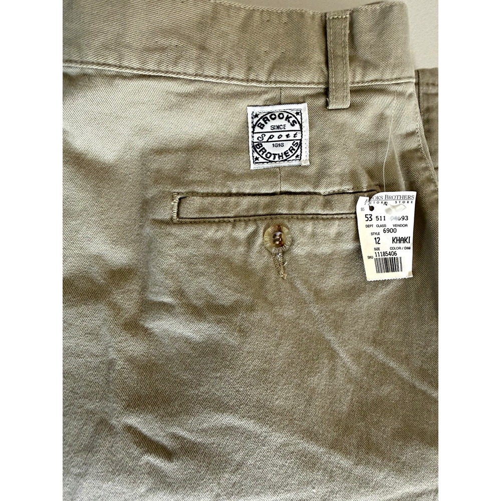 NWT Brooks Brothers Women's Khaki Pleated Chino Pants Straight Leg High Rise 12